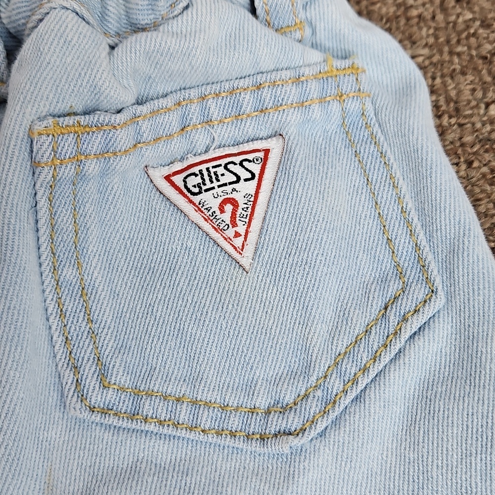 Vintage Guess Light Wash Jean Cutoff Shorts Sz 12M Kids Snaps Made In USA - Picture 3 of 8